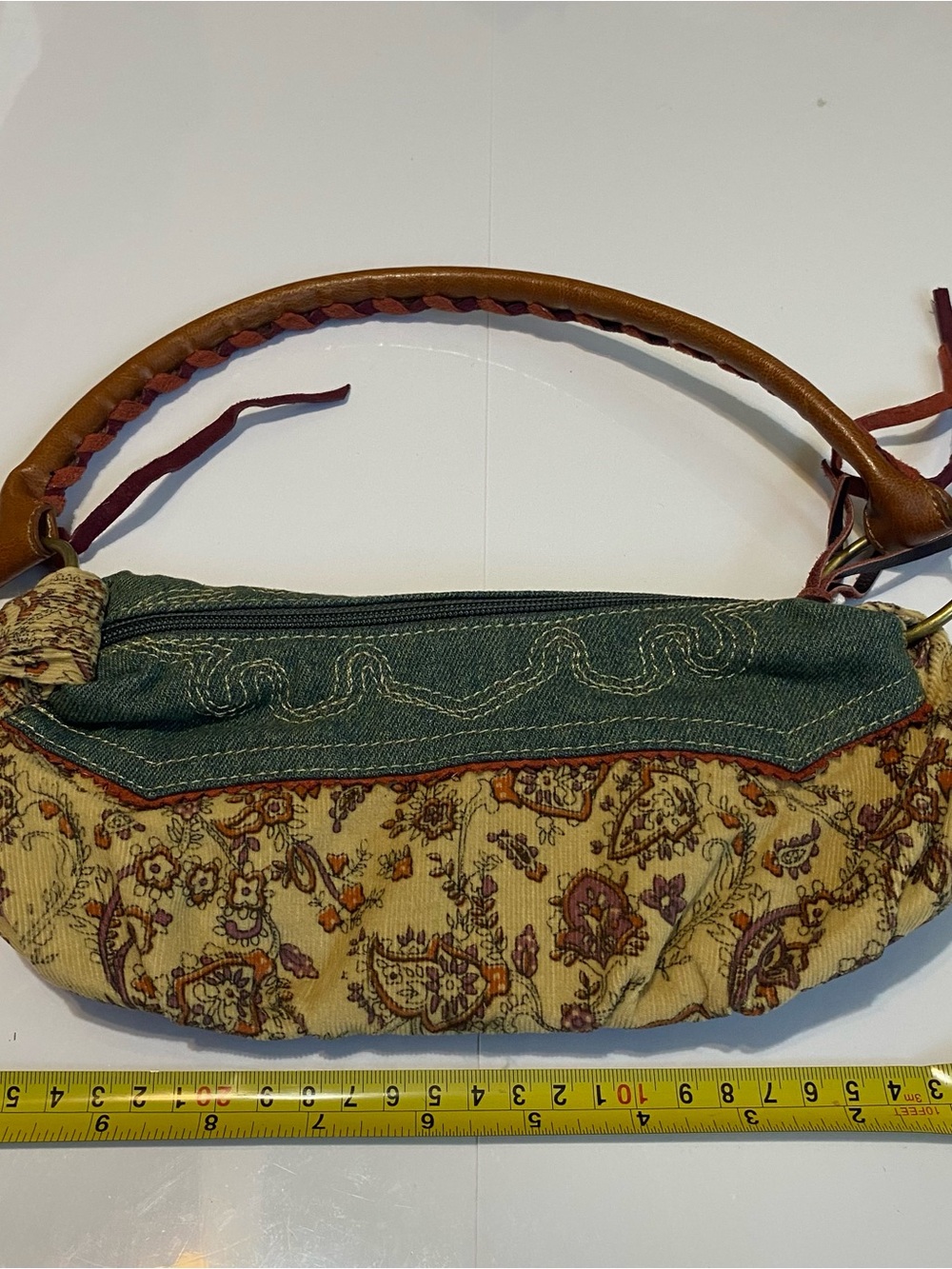 Y2K Boho Corduroy Floral Paisley Mini Shoulder Bag - Picture 3 of 8